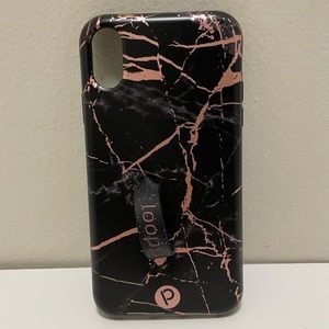 iPhone XR Loopy Case Rose Gold Black Metallic